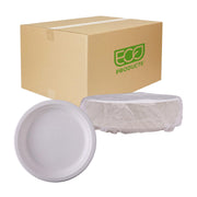 Compostable Vanguard 9" Paper Plates by ECO PRODUCTS – 9", molded fiber, White, Pack of 500, Model EP-P013NFA
