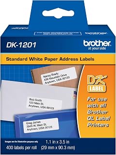 Brother Genuine DK1201 Die-Cut Standard Rolled Address Labels for QL Printers, (DK1201)