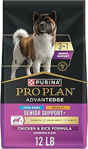 Purina Pro Plan AdvantEDGE Senior Support Plus Large Breed Shredded Blend Chicken and Rice Formula Dry Dog Food - 12 lb Bag