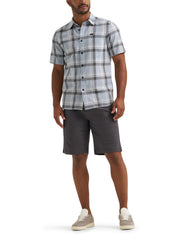 Men's All Purpose Classic Fit Short Sleeve Shirt – Cotton, Concrete Gray Plaid, Model 112382046