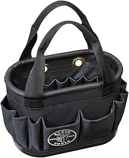 KLEIN TOOLS 5144BHB14OS Hard-Body Bucket, Aerial Oval Tool Bucket with Drain Holes, 29 Pockets