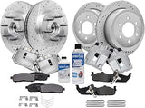 RWD Brake Kit for 2006 2007 2008 Lincoln Mark LT 2005-2008 | Ford F-150 Front & Rear Drilled & Slotted Disc Brake Rotors Ceramic Brake Pads w/Hardware Brake Calipers Replacement