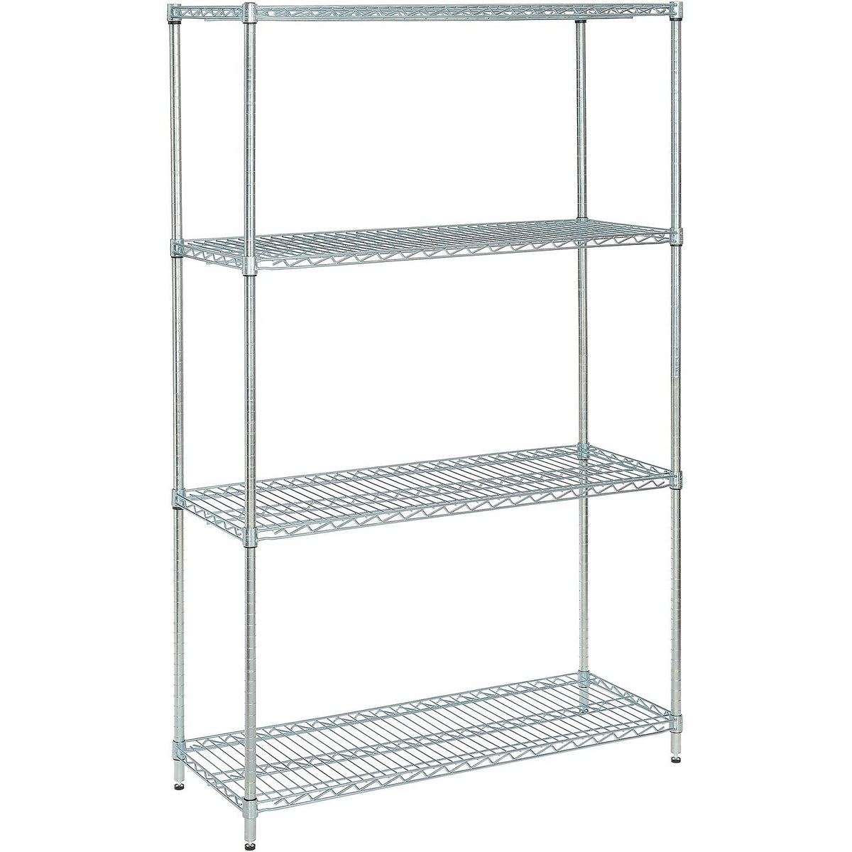 4-Shelf Shelving Unit Dimensions: 24" x 48" x 74" by Nexel – 24"x48"x74", Steel, Chrome, Model VP24487ZC