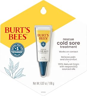 Burt's Bees Cold Sore Treatment, with Rhubarb and Sage Complex, Natural Origin Skin Care, 1 Tube, 0.07 oz.