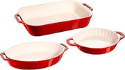 STAUB Ceramic 3-pc Mixed Baking Dish Set, Cherry