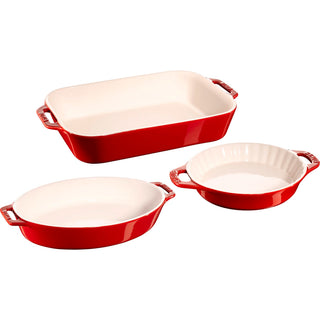 Ceramic 3-pc Mixed Baking Dish Set by STAUB – 3pc, Ceramic, Cherry, Model 40508-689