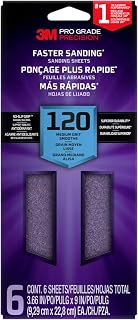 3M Pro Grade Precision Sanding Sheets with No-Slip Grip, 3-2/3 x 9 in, 120 Grit, 6-Pack (SHTR120-PGP-6T)