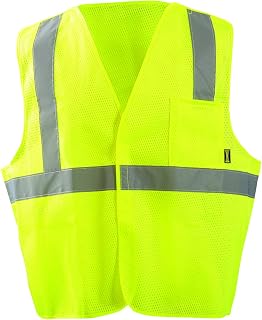 OccuNomix ECO-IMB-Y2X High Visibility Value 5-Point Breakaway Mesh Hook & Loop Safety Vest, ANSI Type R, Class 2, 100% ANSI Polyester, Yellow, 2X-Large