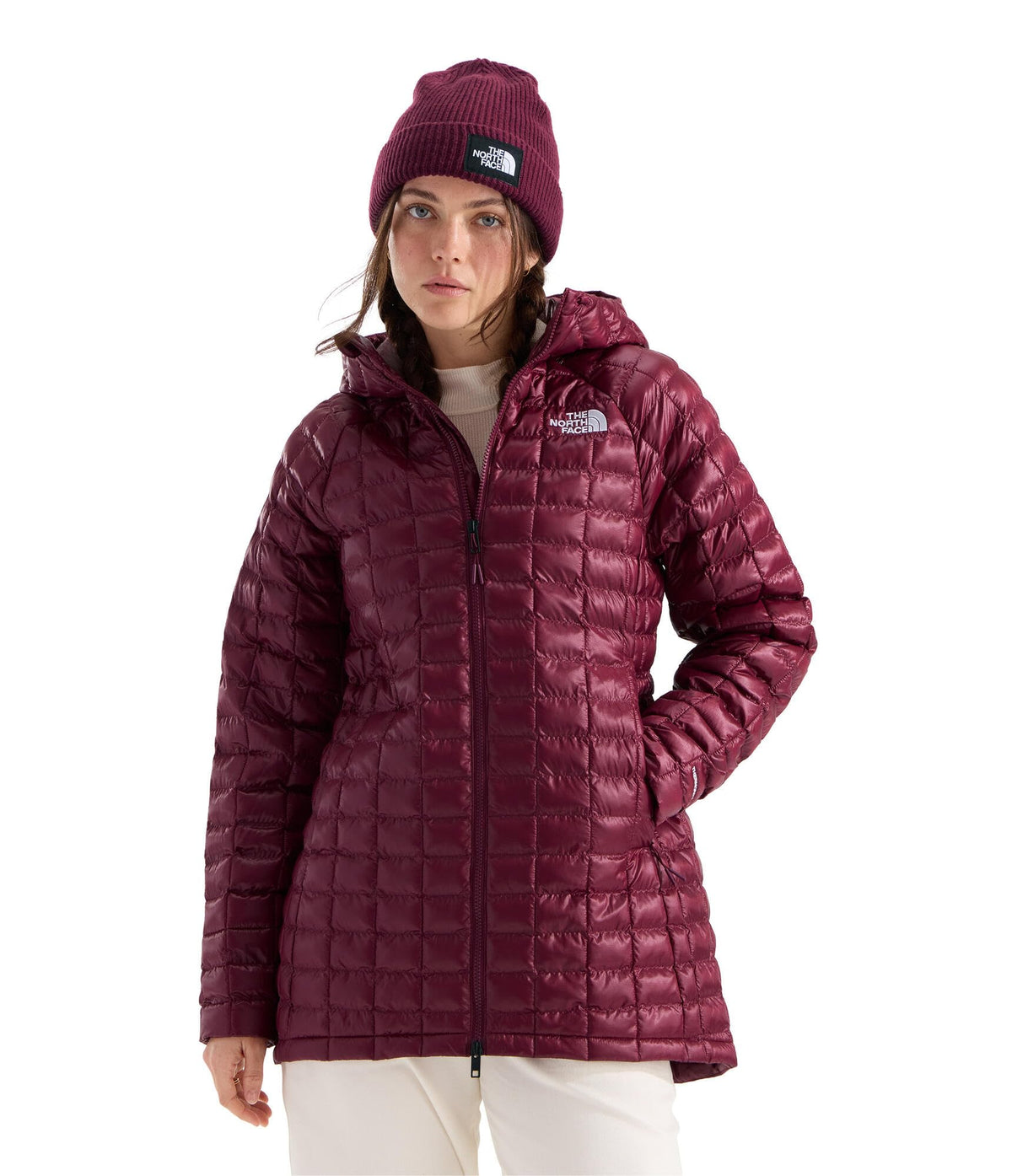 Women's Thermoball Hooded Parka by The North Face – Polyester, Burgundy Crush, Model NF0A8D3T