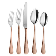 Sierra Half PVD Copper 20 Piece Flatware Set - 18/10 Hammered Copper/Silver Stainless Steel Silverware Set by Amefa – 20 Pc, Stainless Steel, Copper/Silver, Model 8051LEUS03C01