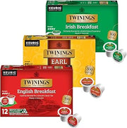 Twinings Black Tea K-Cup Pods for Keurig, Variety 3-Pack – Earl Grey, English Breakfast, and Irish Breakfast Tea K-Cups, Caffeinated, 12 Count Each
