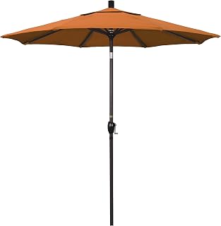 California Umbrella 7.5' Round Aluminum Market Umbrella, Crank Lift, Push Button Tilt, Bronze Pole, Pacifica Tuscan