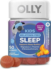 OLLY Kids Melatonin Free Sleep, Magnesium & L-Theanine, Peach - 50 Count (Pack of 12)