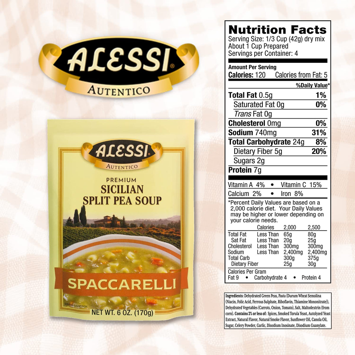 Alessi Sicilian Split Pea / 6 Ounce (Pack of 6) / Split Pea Split Pea Soups