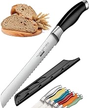 Serrated Bread Knife Ultra-Sharp Stainless Steel Professional Grade Bread Cutter - Cuts Thick Loaves Effortlessly - (8-Inch Blade with 5-Inch Handle), Black