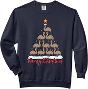 Santa Hat Ugly Xmas Funny Emu Christmas Tree Comfort Colors Adult Sweatshirt
