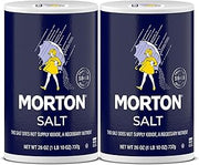 Morton Plain Salt, 26 oz, 2-Pack - All-Purpose Non Iodized Salt