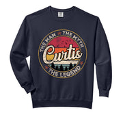 Curtis The Man The Myth The Legend Personalized Name Comfort Colors Adult Sweatshirt by Curtis First Name Personalized Vintage Retro – Cotton Blend, Black, Model RE5YC1ZGPR1