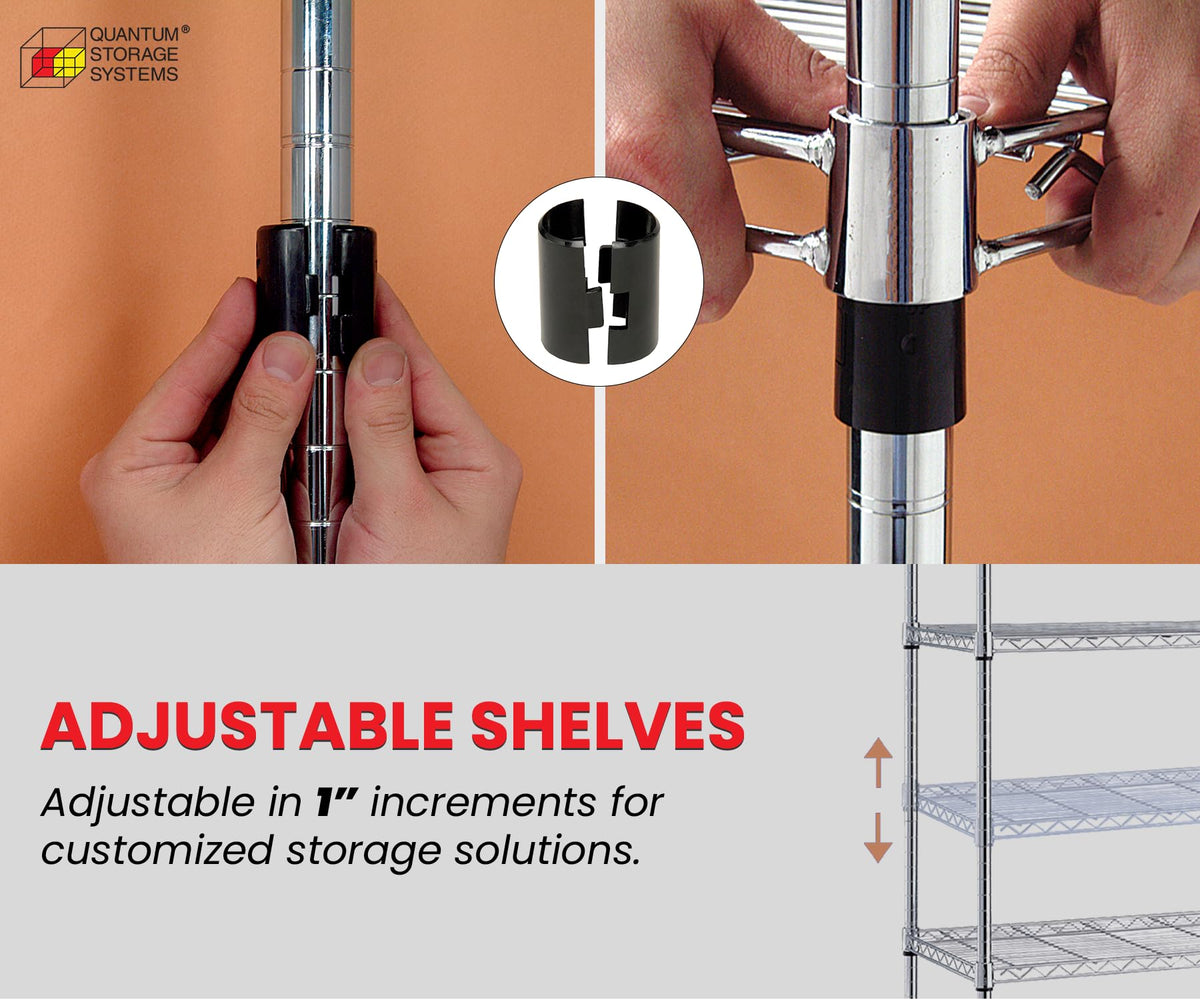 Quantum Food Service Wire 4 Shelf Starter KIT PROFORM 63in by QUANTUM STORAGE SYSTEMS – 63H x 48W x 36D, Carbon Steel, Green Epoxy, Model WR63-3648P