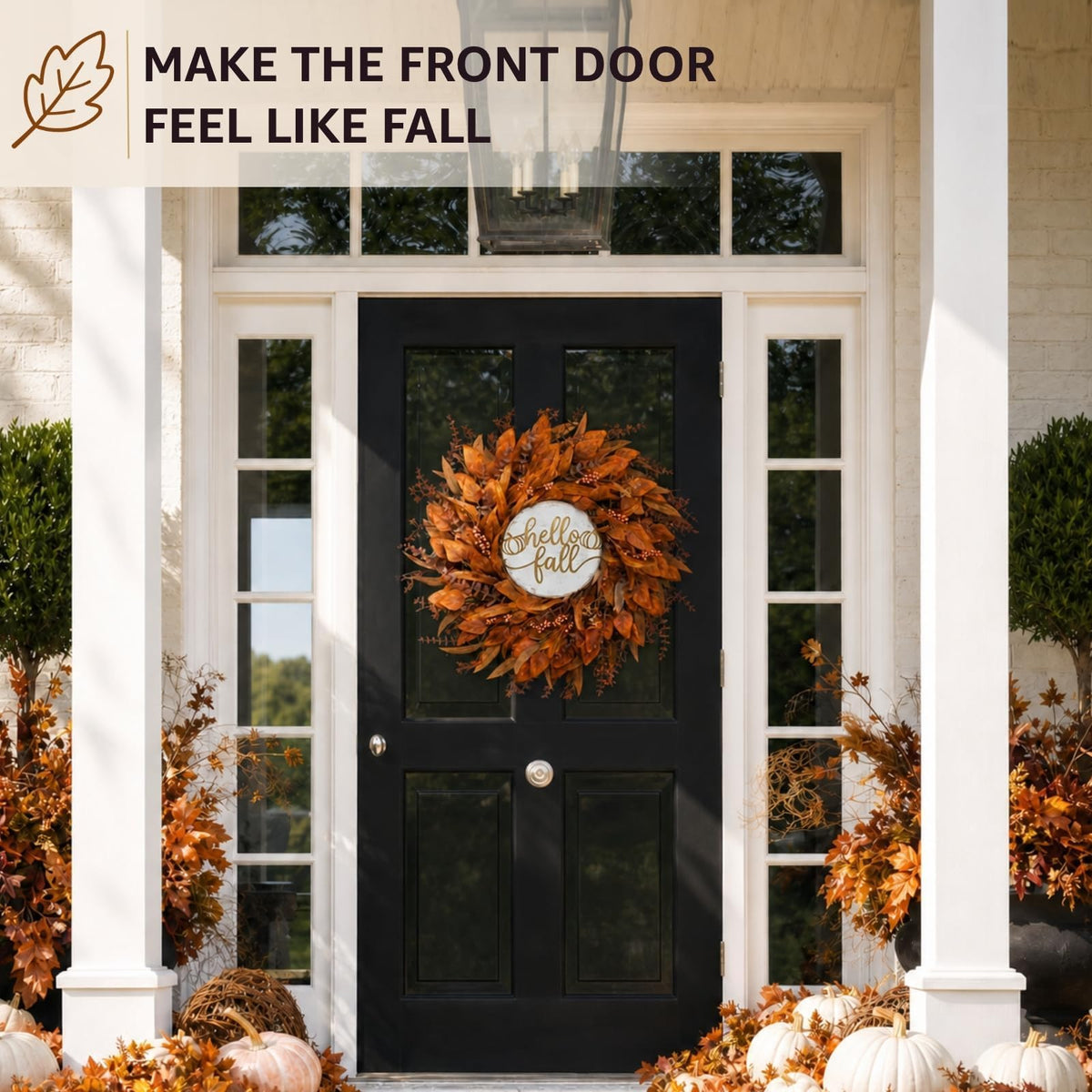 KAI-ROAD Fall Eucalyptus Wreath, 26 Inch, Yellow