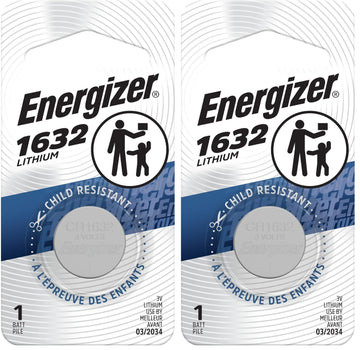 1632 Lithium Coin Battery by Energizer – Standard (Pack of 2), Multicolor, Pack of 2, Model ECR1632BP