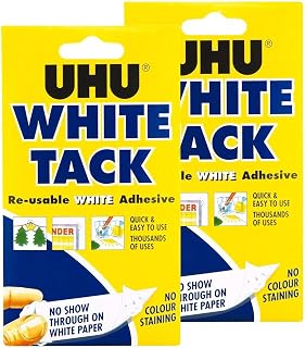 UHU White Tack Twin Pack - Sticky Reusable Adhesive Putty