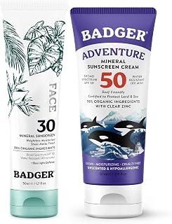 Badger SPF 50 Mineral Sunscreen and SPF 30 Mineral Face Sunscreen