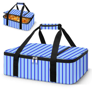 Coobiiya Insulated Casserole Carrier, Fits 9 x 13 Inch Dish, Single Layer Stripes