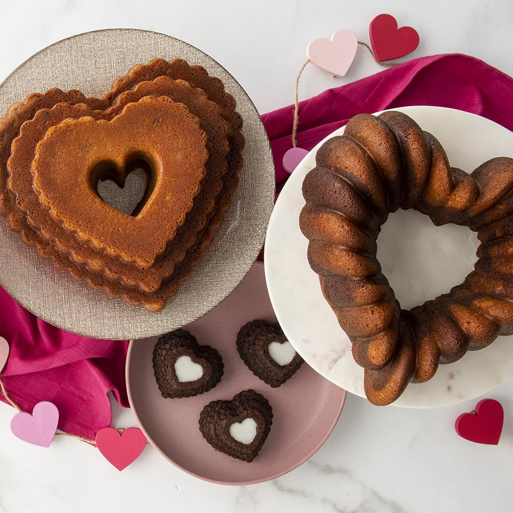 Tiered Heart Bundt by Nordic Ware – 12 Cup, 12.0 cups, Aluminum, Toffee, Model 89937