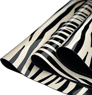 Off White Zebra Print Patent Lambskin Leather Sheet, Genuine Glossy Leather Material for Crafts, Jewelry Making, Sewing and DIY Projects, (8 x 10 in)