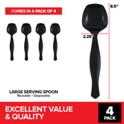 4 Count Disposable Black Plastic Serving Utensils for Catering Weddings by Stock Your Home – 4 Count, Plastic, Black, Pack of 4, Model 3865
