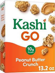 Kashi GO Cold Breakfast Cereal, Vegan Protein, Fiber Cereal, Peanut Butter Crunch, 13.2oz Box (1 Box)