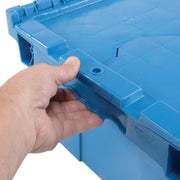 Distribution Container with HINGED LID by Monoflo – 21.9x15.3x9.7 inches, Plastic, Blue, Model 257808BL