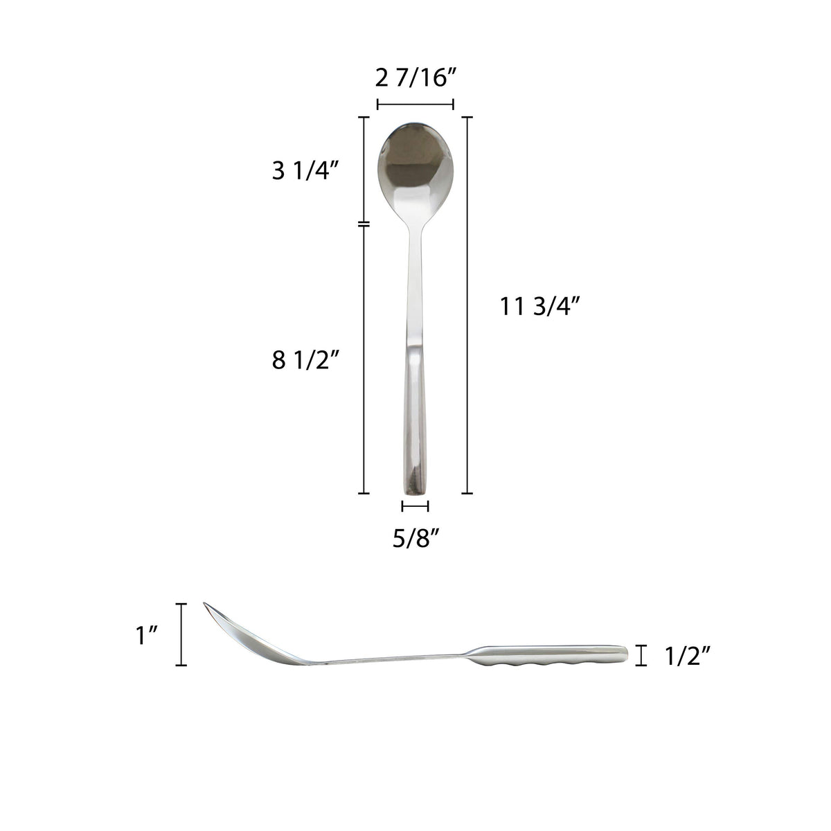 Stainless steel solid serving spoon by Thunder Group – Medium, Stainless Steel, Metallic, Model SLBF001