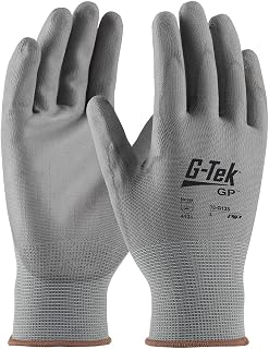 33-G125/XL G-Tek NPG Gray Nylon Gloves with Polyurethane Grip, Gray Polyurethane Coated Palm and Fingers, X-Large, Pack of 300