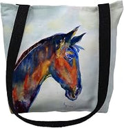 Betsy Drake TY090M 16 x 16 in. Blue Horse Tote Bag - Medium