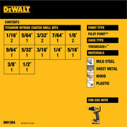 Drill Bit Set by DEWALT – DW1354, Titanium Nitride Coated, Yellow, Model DW1354