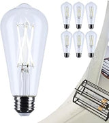 Satco 5W ST19 Edison Style LED Filament Light Bulb 5000K Natural Light 425 Lumens Clear 300 Degree Beam E26 Medium Base 92 CRI Dimmable Wet Rated IP65 Enclosed Fixture Rated 120V S12535 (6 Pack)