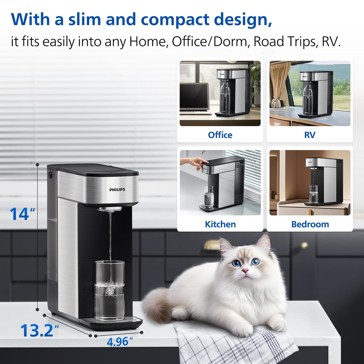 Reverse Osmosis Water Filter Countertop & Replace Water Filter by PHILIPS – 9.0 cups, Model ADD5930