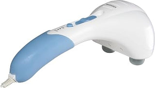 IC0943 Hand Held Body Massager, Double Head with 3 Interchangeable Massage Head Types, White