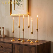 Nuptio Candlestick Holders Set, Gold Metal, 6 Piece Assorted Heights