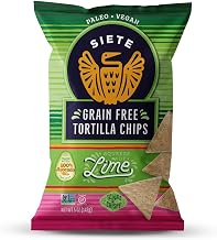 Siete Grain Free Tortilla Chips | Gluten Free Chips | Paleo & Vegan Snacks | Non GMO | Lime, 5 Ounce (Pack of 12)