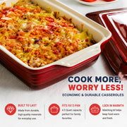 Lovecasa Stoneware Casserole Pan, 4.5 Quart, Gradient Red