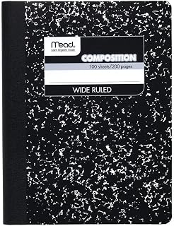 Mead Wireless Composition Book, Wide/Margin Rule, 9-3/4 x 7-1/2, White, 100 Sheets (Pack of 24)
