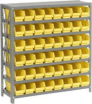 Global Industrial 7 Shelf Steel Shelving with (48) 4" H Plastic Shelf Bins