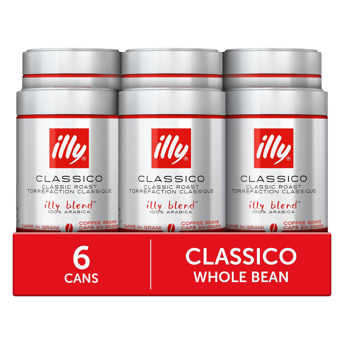illy Classico Medium Roast / 8.8 Ounce (Pack of 6) / Red Roasted Coffee Beans