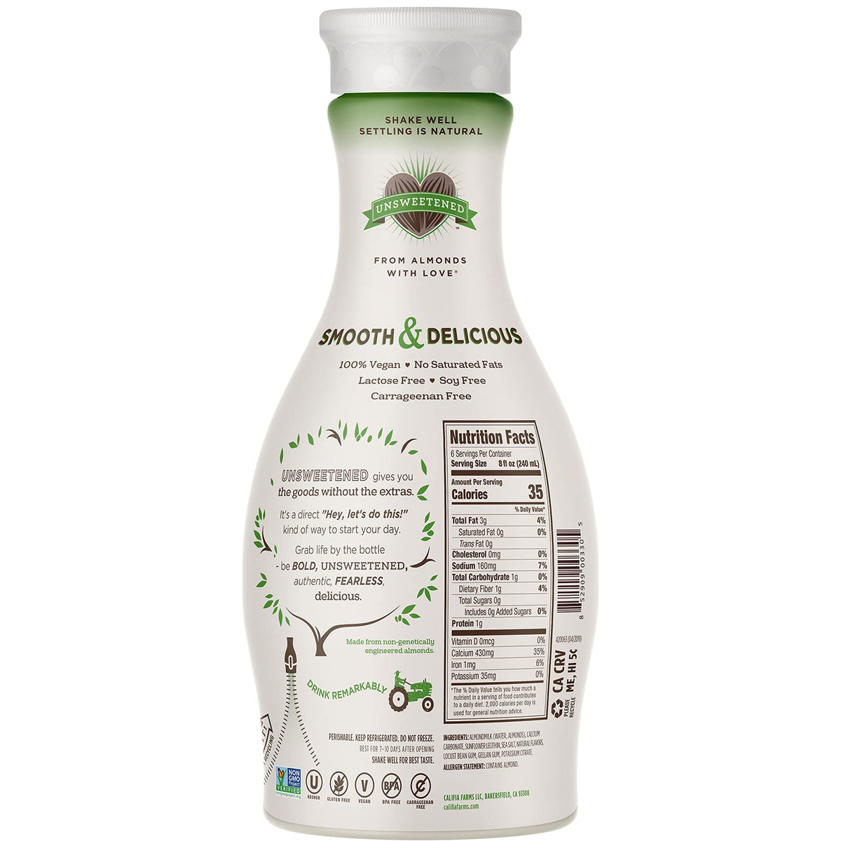 Califia Farms Unsweetened / 48 Fl Oz (Pack of 8) / Almond Milk Coconut Water