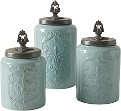 American Atelier Blue Antique Canister Set, 3-Piece, 60/74.5/84.5oz | 60/74.5/84.5oz