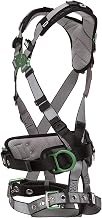 MSA V-FIT Standard Safety Harness - Polyester & Nano-Technology Treated Web Full Body Harness Back, Shoulder Padding, Gray