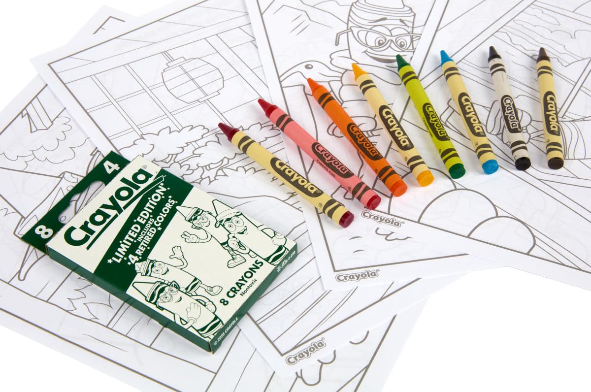 Retired Colors Coloring & Activity Set by Crayola – 8 Count (Pack of 2), Paper, Reddish-Magenta, Pack of 2, Model 040864